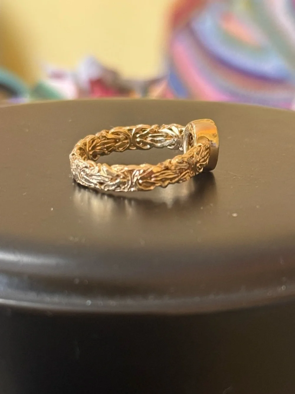 Gold Braided 14k Byzantine Band Ring with Yellow Citrine Oval Stone Size 8 - Picture 5 of 5